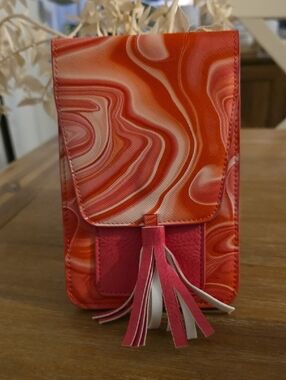Kcarrall Stylish Red Swirl Crossbody/ Wallet with Tassel